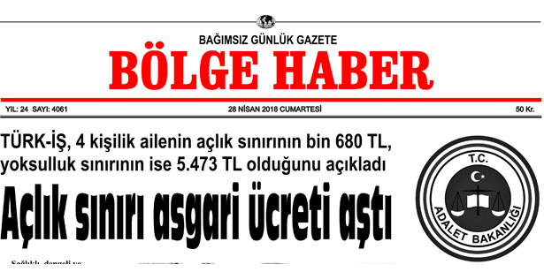 28 NİSAN 2018 BÖLGE HABER GAZETESİ SABAH BAYİLERDE..