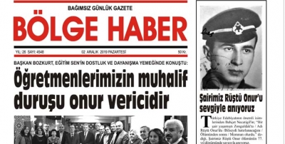 02/12/2019 TARİHLİ BÖLGE HABER GAZETESİ... SABAH BAYİLERDE...