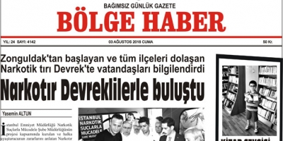 03 AĞUSTOS CUMA 2018 BÖLGE HABER GAZETESİ... SABAH BAYİLERDE....