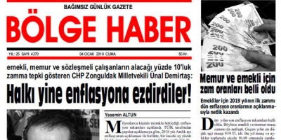 04 OCAK 2019… BÖLGE HABER GAZETESİ SABAH BAYİLERDE…