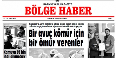 05 ARALIK ÇARŞAMBA 2018 TARİHLİ BÖLGE HABER GAZETESİ... SABAH BAYİLERDE...