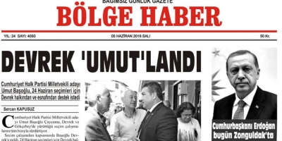 05 HAZİRAN SALI  2018 BÖLGE HABER GAZETESİ... SABAH BAYİLERDE...