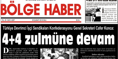 05/02/2019 TARİHLİ BÖLGE HABER GAZETESİ... SABAH BAYİLERDE...