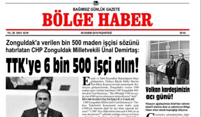 05/11/2018 TARİHLİ BÖLGE HABER GAZETESİ... SABAH BAYİLERDE...