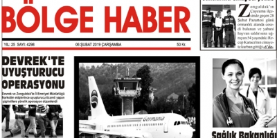 06/02/2019 TARİHLİ BÖLGE HABER GAZETESİ... SABAH BAYİLERDE...