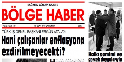 09 ARALIK 2018 ÇARŞAMBA… BÖLGE HABER GAZETESİ SABAH BAYİLERDE…