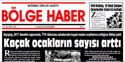 10 OCAK 2018 PERŞEMBE… BÖLGE HABER GAZETESİ SABAH BAYİLERDE…