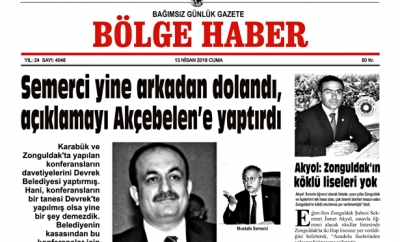 13 NİSAN 2018 BÖLGE HABER GAZETESİ SABAH BAYİLERDE...