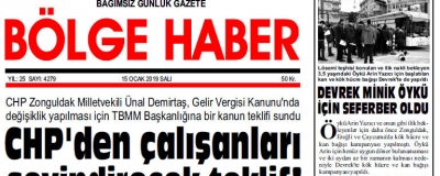 15/01/2019 TARİHLİ BÖLGE HABER GAZETESİ... SABAH BAYİLERDE...