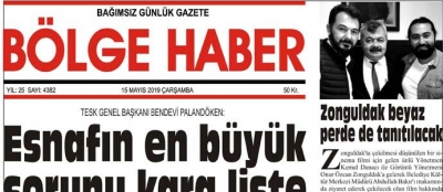 15/05/2019 TARİHLİ BÖLGE HABER GAZETESİ... SABAH BAYİLERDE...