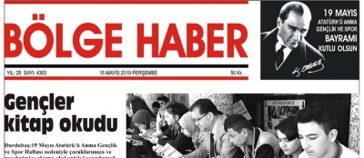 16/05/2019 TARİHLİ BÖLGE HABER GAZETESİ... SABAH BAYİLERDE...