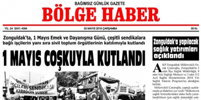 2 MAYIS 2018 ÇARŞAMBA BÖLGE HABER GAZETESİ SABAH BAYİLERDE...
