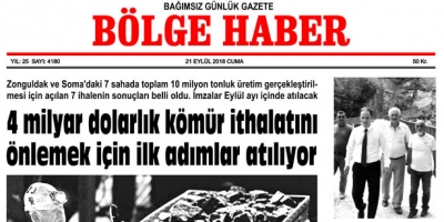 21 EYLÜL CUMA 2018 BÖLGE HABER GAZETESİ... SABAH BAYİLERDE....