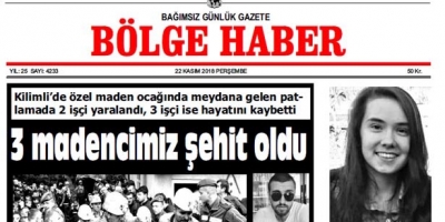 22 KASIM PERŞEMBE 2018 BÖLGE HABER GAZETESİ... SABAH BAYİLERDE....