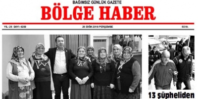 25 EKİM PERŞEMBE 2018 BÖLGE HABER GAZETESİ... SABAH BAYİLERDE....