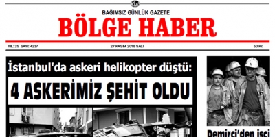 27 KASIM SALI 2018 BÖLGE HABER GAZETESİ... SABAH BAYİLERDE....