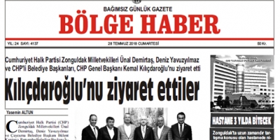 28 TEMMUZ CUMARTESİ 2018 BÖLGE HABER GAZETESİ... SABAH BAYİLERDE....