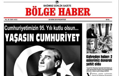 29/10/2018 TARİHLİ BÖLGE HABER GAZETESİ SABAH BAYİLERDE...