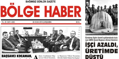 30/01/2019 TARİHLİ BÖLGE HABER GAZETESİ... SABAH BAYİLERDE...