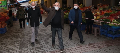 BAŞKAN BOZKURT’TAN PAZARYERİNDE KORONAVİRÜS DENETİMİ