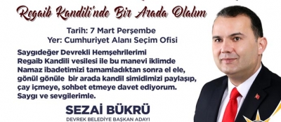 BÜKRÜ REGAİP KANDİLİNİ KUTLADI