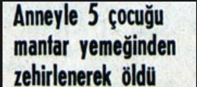 DEVREK’TE 48 YIL ÖNCE ANNE VE 5 ÇOCUĞU MANTARDAN ÖLMÜŞ!