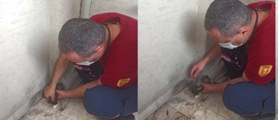 YAVRU KEDİ BALKON GİDERİNE SIKIŞTI