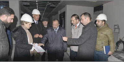 YENİ KÜTÜPHANE BİNASINDA İNCELEMELERDE BULUNDU