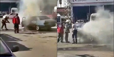 YOLDA İLERLERKEN BİR ANDA ALEV ALDI 